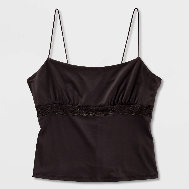 slide 2 of 4, Women's Lace Trim Tank Top - Wild Fable™ Espresso M, 1 ct