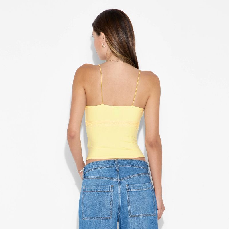 slide 2 of 4, Women's Lace Trim Tank Top - Wild Fable™ Light Yellow XS, 1 ct