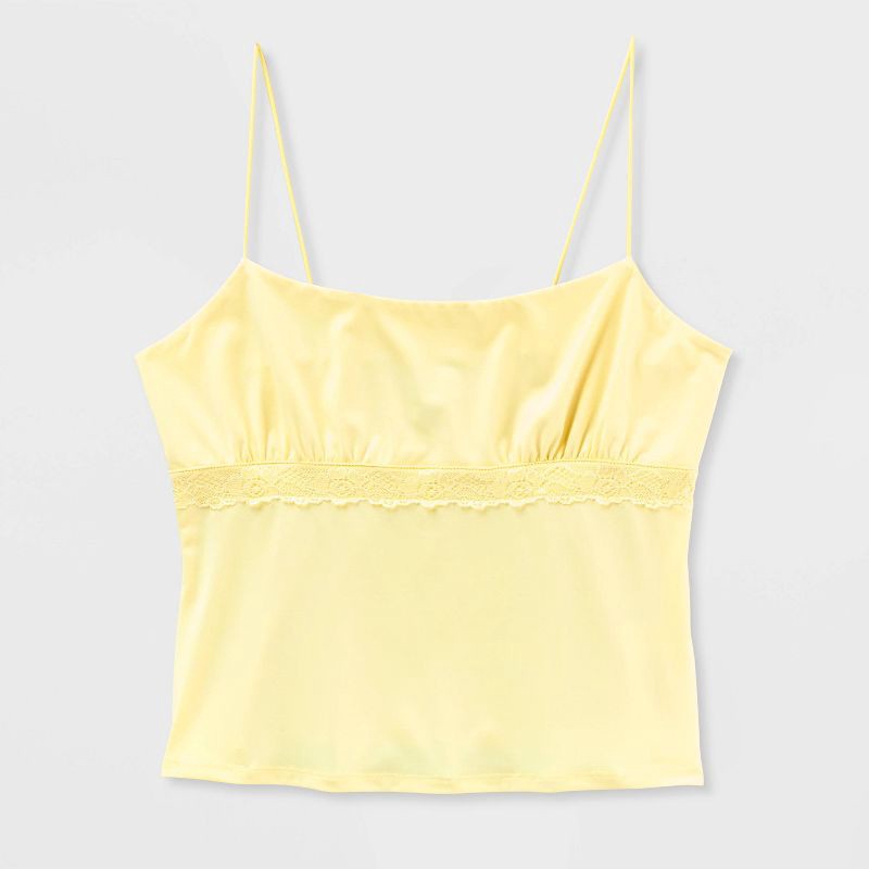 slide 4 of 4, Women's Lace Trim Tank Top - Wild Fable™ Light Yellow XS, 1 ct