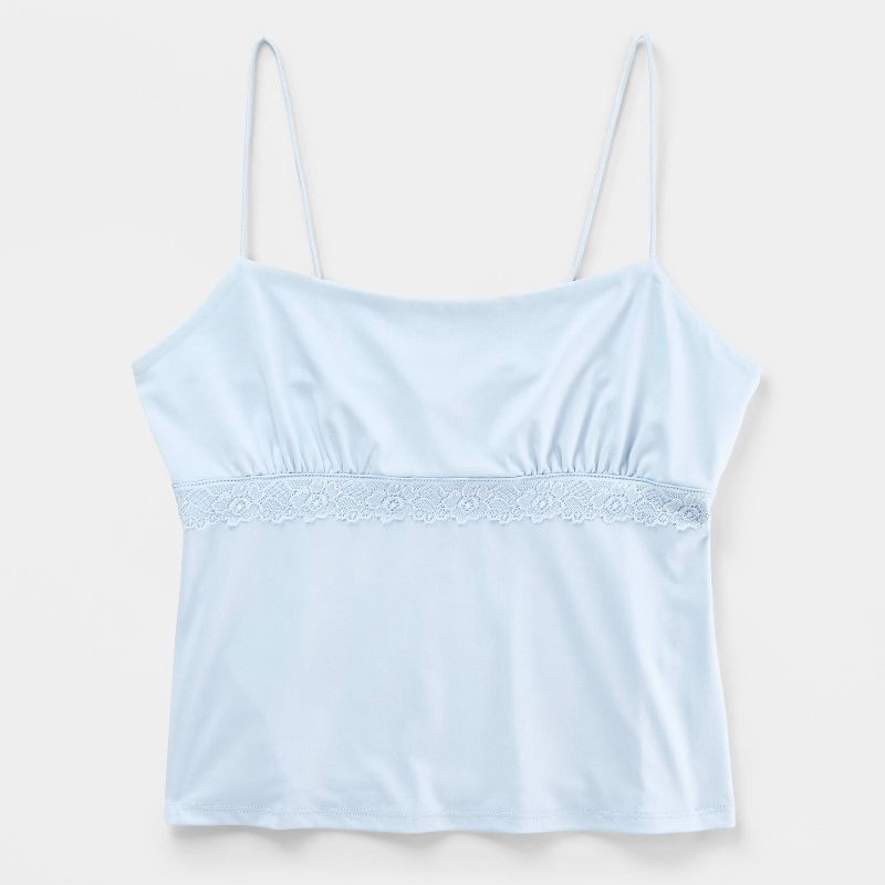 slide 4 of 4, Women's Lace Trim Tank Top - Wild Fable™ Light Blue M, 1 ct