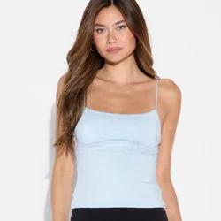 Women's Lace Trim Tank Top - Wild Fable™ Light Blue XL