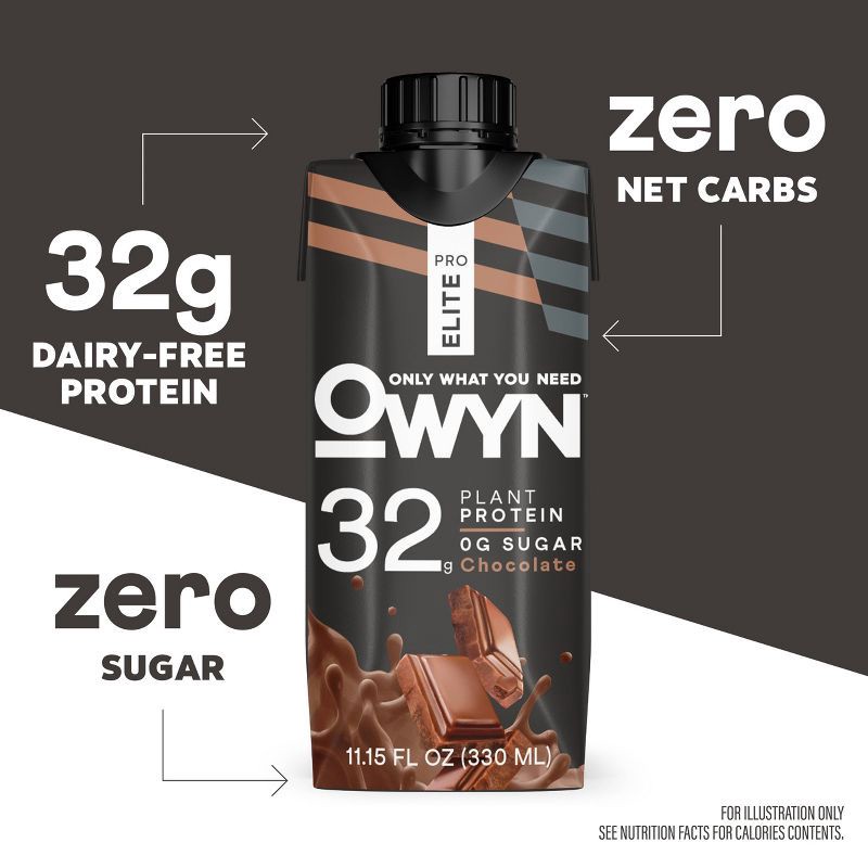 slide 4 of 5, OWYN Pro Elite 32g Dairy Free Protein Shake Chocolate Non-Caffeinated - 11.15 fl oz/12pk, 32 gram, 11.5 fl oz, 12 ct