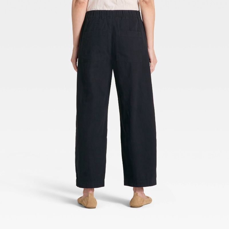 slide 2 of 3, Women's Mid-Rise Barrel Leg Pull-On Pants - Universal Thread™ Black M, 1 ct