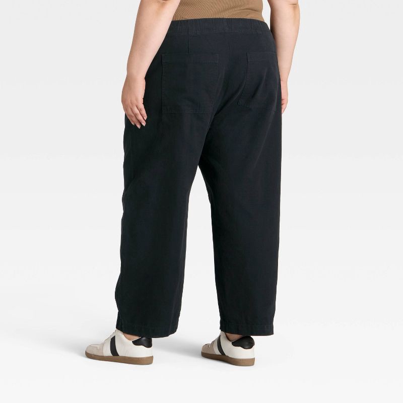 slide 2 of 3, Women's Mid-Rise Barrel Leg Pull-On Pants - Universal Thread™ Black XXL, 1 ct