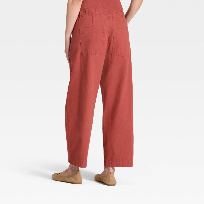 slide 2 of 3, Women's Mid-Rise Barrel Leg Pull-On Pants - Universal Thread™ Rust L, 1 ct