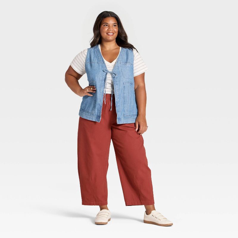 slide 3 of 3, Women's Mid-Rise Barrel Leg Pull-On Pants - Universal Thread™ Rust XXL, 1 ct