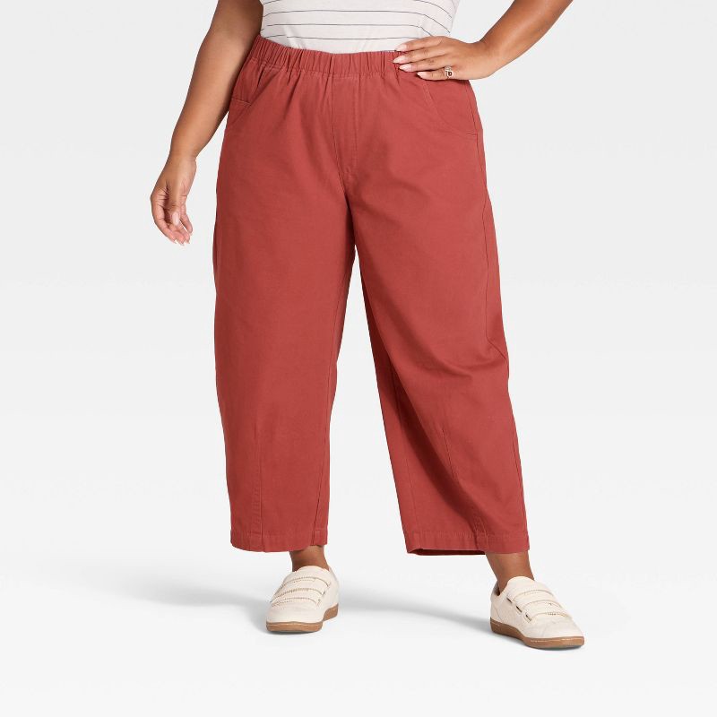 slide 1 of 3, Women's Mid-Rise Barrel Leg Pull-On Pants - Universal Thread™ Rust XXL, 1 ct