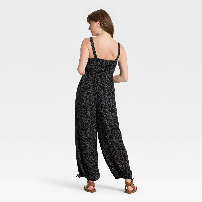 slide 3 of 3, Women's Jumpsuit - Universal Thread™ Black Floral M, 1 ct