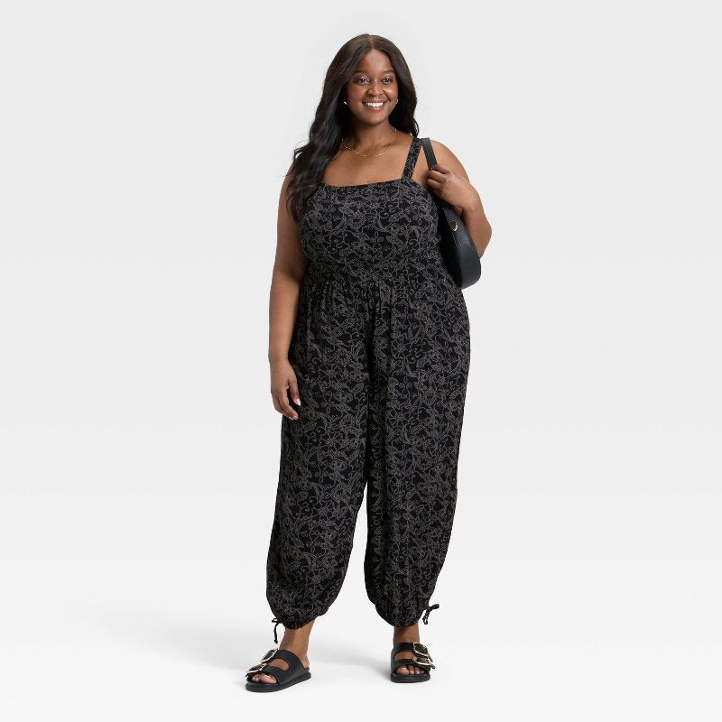 slide 2 of 3, Women's Jumpsuit - Universal Thread™ Black Floral XXL, 1 ct