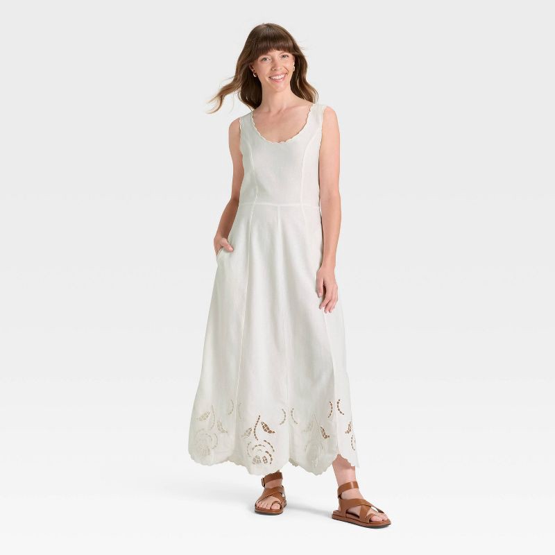 slide 3 of 3, Women's Midi A-Line Dress - Universal Thread™ Cream M, 1 ct