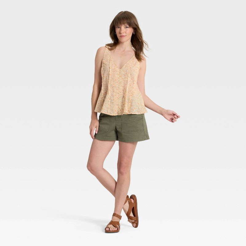 slide 3 of 3, Women's Button-Down Pintuck Tank Top - Universal Thread™ Cream Floral XL, 1 ct