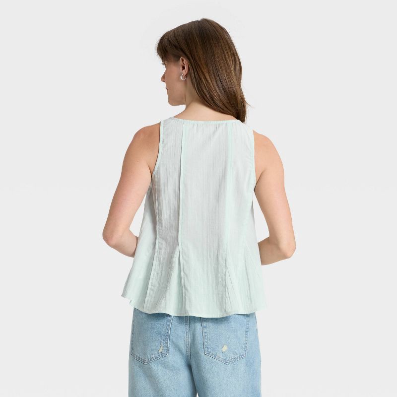 slide 2 of 3, Women's Button-Down Pintuck Tank Top - Universal Thread™ Blue L, 1 ct