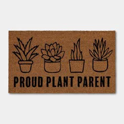 1'4"x2'4" Proud Plant Parent Rectangle Outdoor Door Mat Black - Room Essentials™