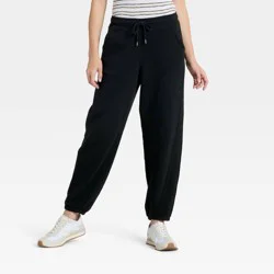 Women's Mid-Rise Barrel Leg Sweatpants - Universal Thread™ Black L