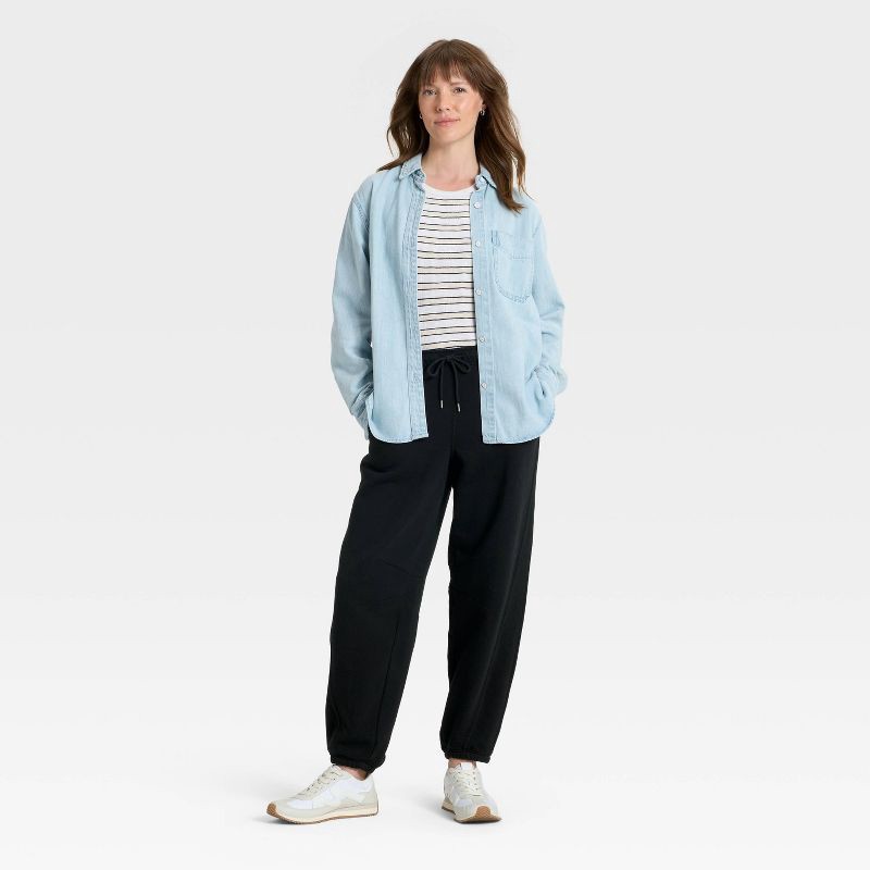 slide 3 of 3, Women's Mid-Rise Barrel Leg Sweatpants - Universal Thread™ Black XL, 1 ct