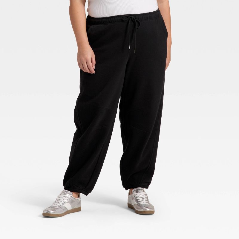 slide 1 of 3, Women's Mid-Rise Barrel Leg Sweatpants - Universal Thread™ Black XXL, 1 ct