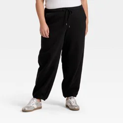 Women's Mid-Rise Barrel Leg Sweatpants - Universal Thread™ Black XXL