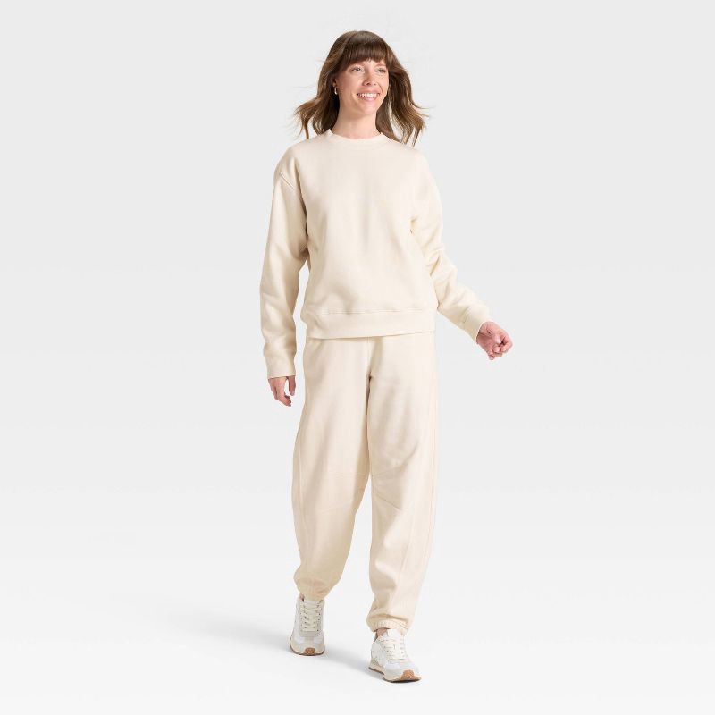 slide 3 of 3, Women's Mid-Rise Barrel Leg Sweatpants - Universal Thread™ Cream XS, 1 ct