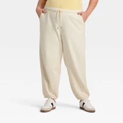 Women's Mid-Rise Barrel Leg Sweatpants - Universal Thread™ Cream XXL