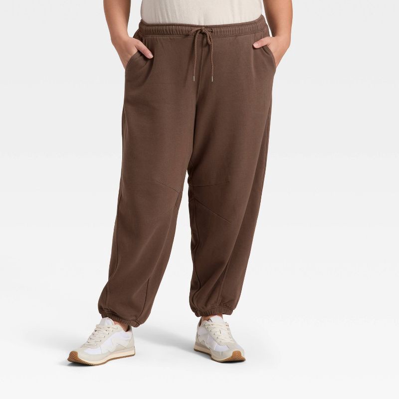 slide 1 of 3, Women's Mid-Rise Barrel Leg Sweatpants - Universal Thread™ Brown XXL, 1 ct