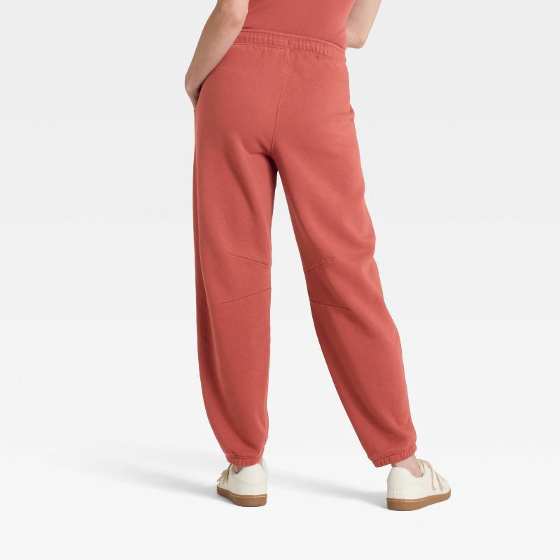 slide 2 of 3, Women's Mid-Rise Barrel Leg Sweatpants - Universal Thread™ Rust L, 1 ct