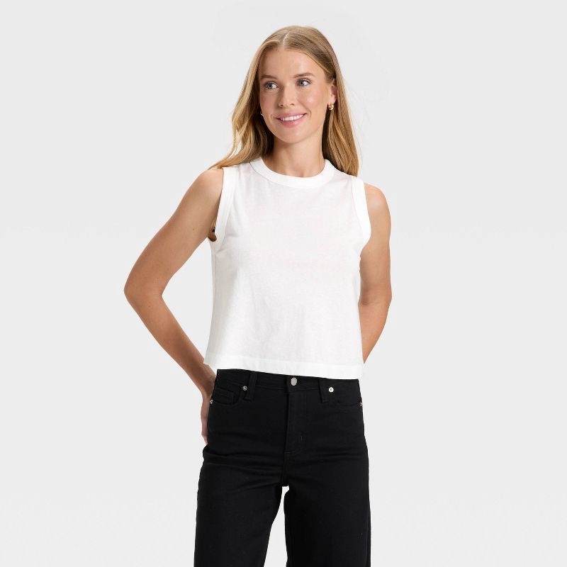 slide 1 of 4, Women's Muscle Tank Top - Universal Thread™ White M, 1 ct