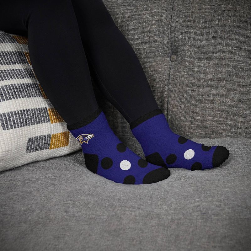 slide 3 of 3, NFL Baltimore Ravens Big Dot Sleep Socks: Polka Dots, Ankle, Cozy Lined, Knit, 1 ct