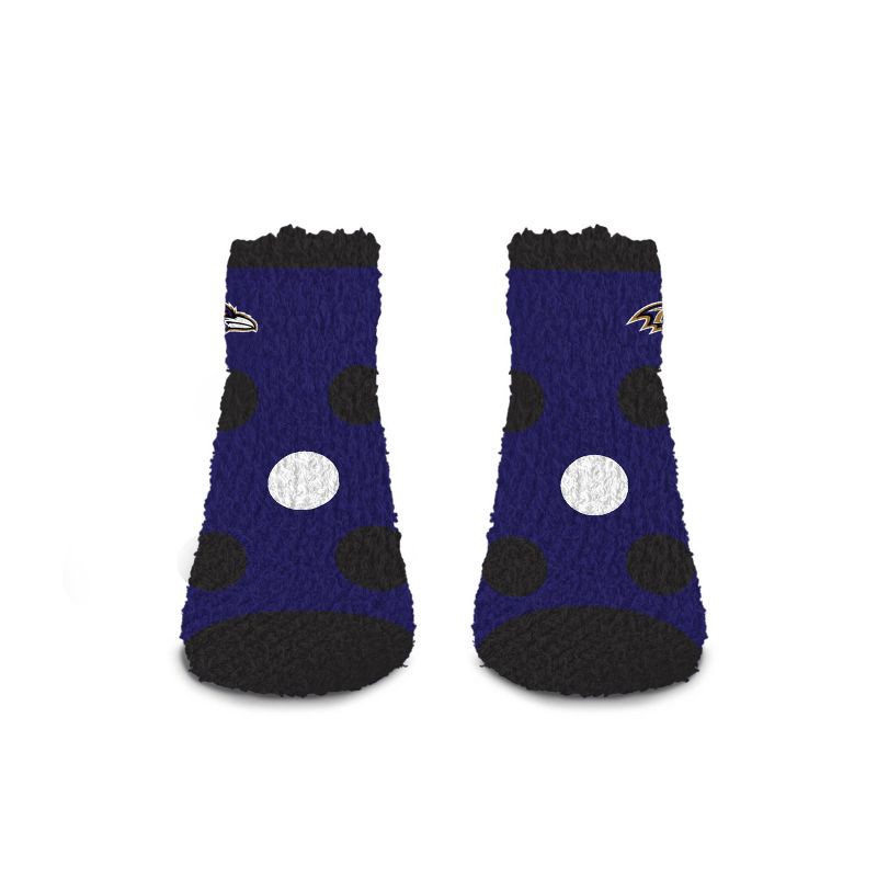 slide 2 of 3, NFL Baltimore Ravens Big Dot Sleep Socks: Polka Dots, Ankle, Cozy Lined, Knit, 1 ct