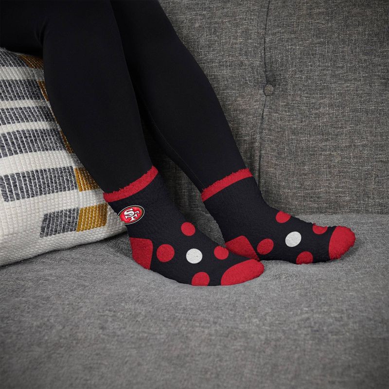 slide 2 of 3, NFL San Francisco 49ers Big Dot Sleep Socks: Polka Dots Knit Ankle Apparel, 1 ct