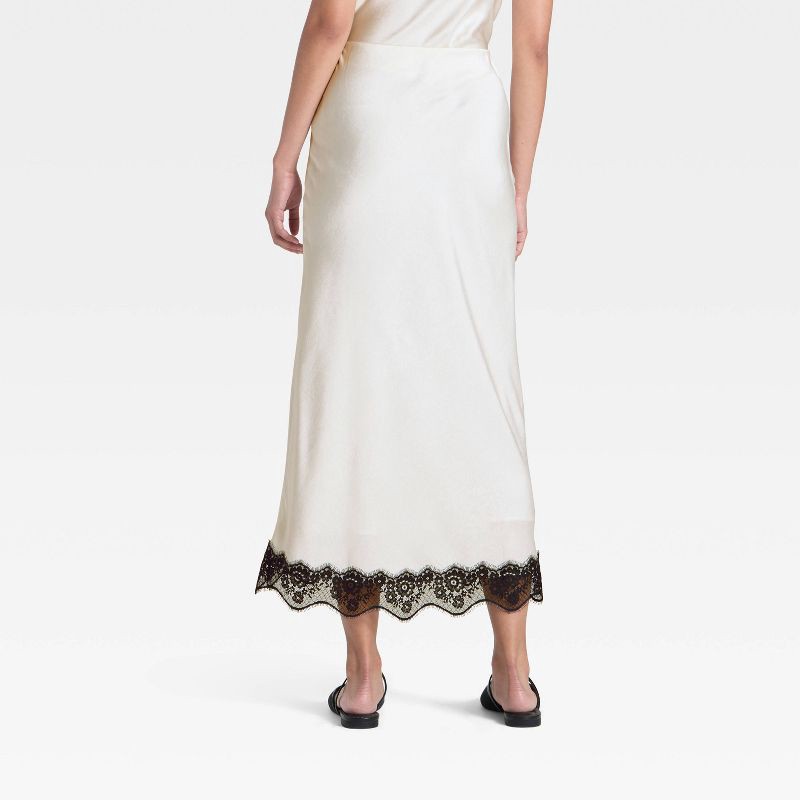 slide 2 of 3, Women's Lace Trim Midi Skirt - A New Day™ Cream M, 1 ct