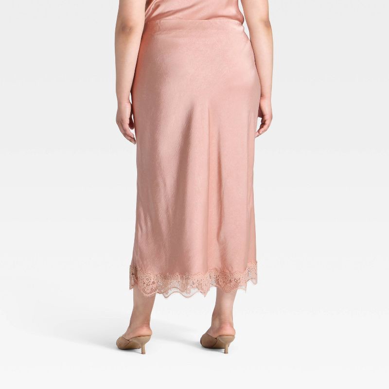 slide 2 of 3, Women's Lace Trim Midi Skirt - A New Day™ Light Pink XXL, 1 ct