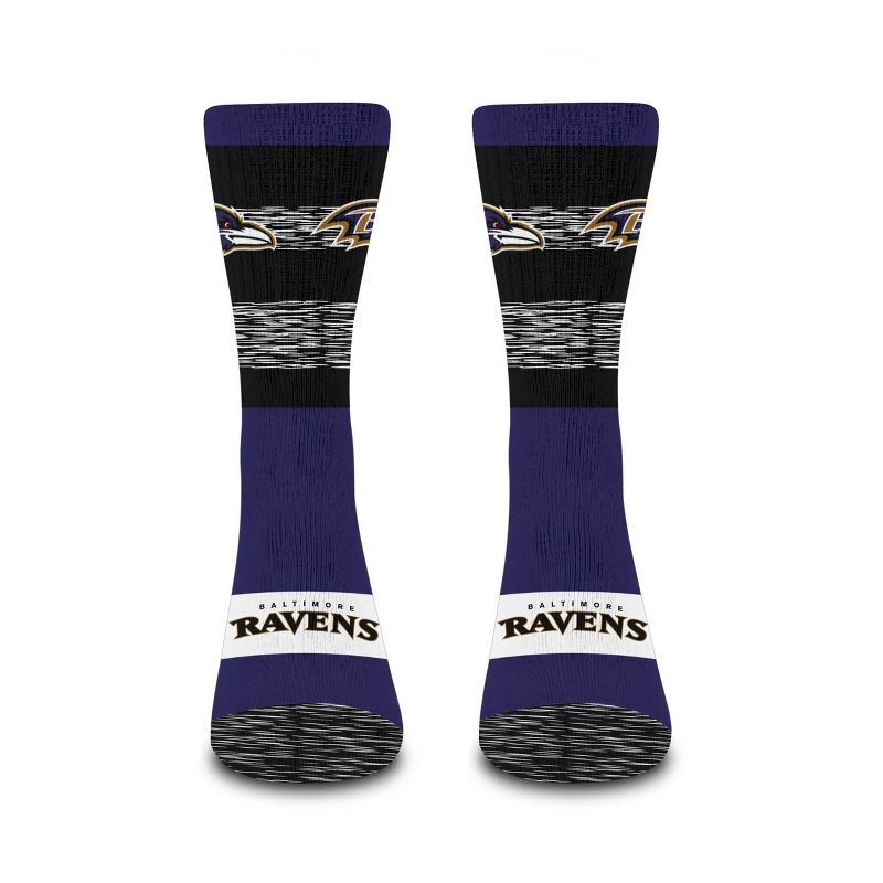 slide 2 of 3, NFL Baltimore Ravens Youth Mixer Crew Socks: Cushioned Heel & Toe, Kids Size 7-9, 1 ct