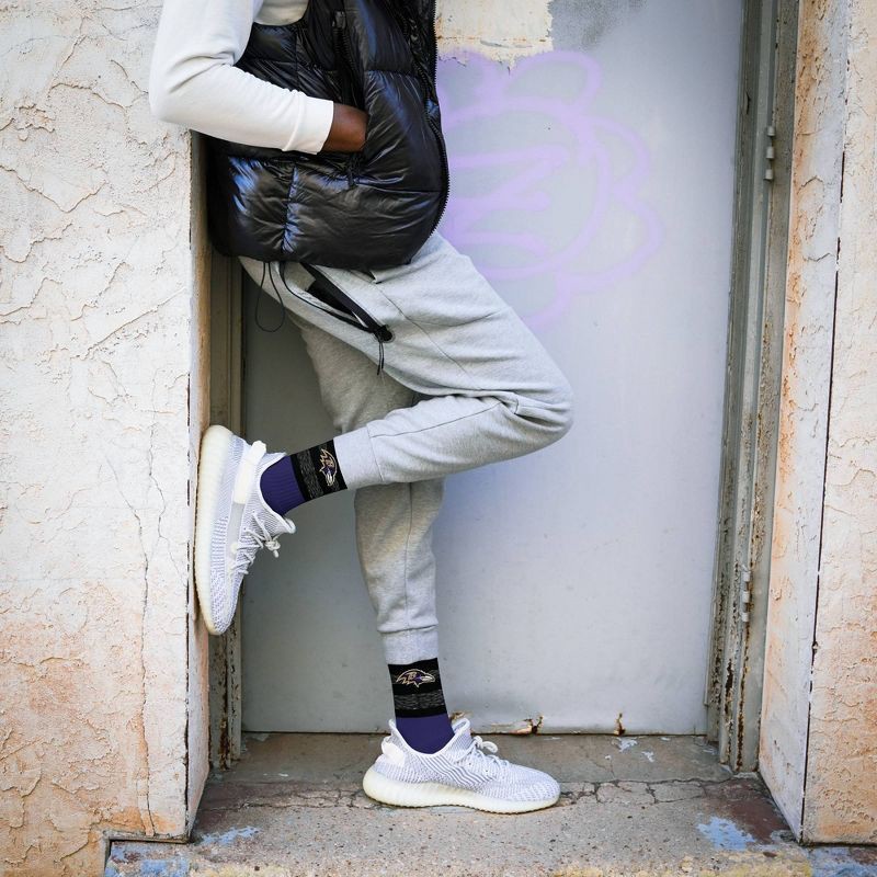 slide 3 of 3, NFL Baltimore Ravens Youth Mixer Crew Socks: Cushioned Heel & Toe, Kids Size 7-9, 1 ct