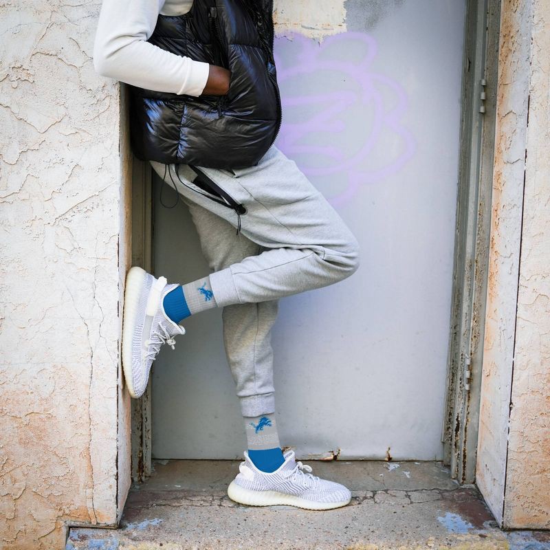 slide 3 of 3, NFL Detroit Lions Youth Mixer Crew Socks: Cushioned Heel & Toe, Knit Fabric, 1 ct