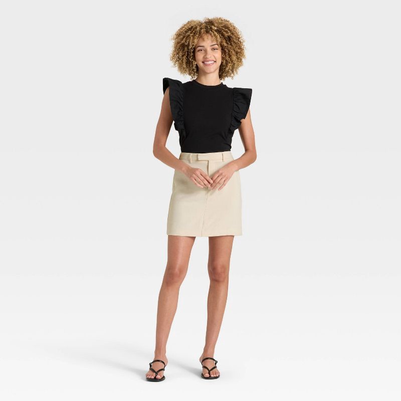 slide 3 of 3, Women's Tailored Mini A-Line Skirt - A New Day™ Cream XS, 1 ct