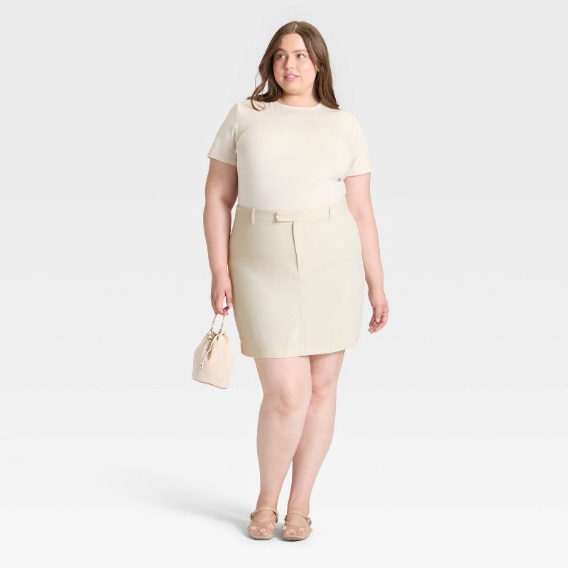slide 3 of 3, Women's Tailored Mini A-Line Skirt - A New Day™ Cream XXL, 1 ct