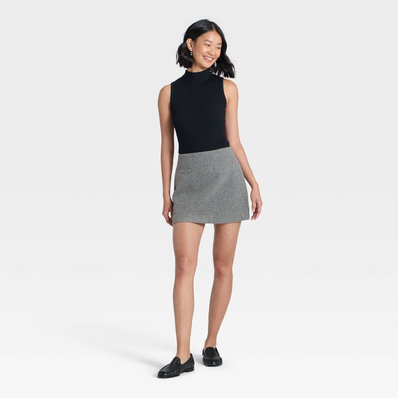 slide 3 of 3, Women's Brushed Boucle Mini Skirt - A New Day™ Heather Gray 10, 1 ct