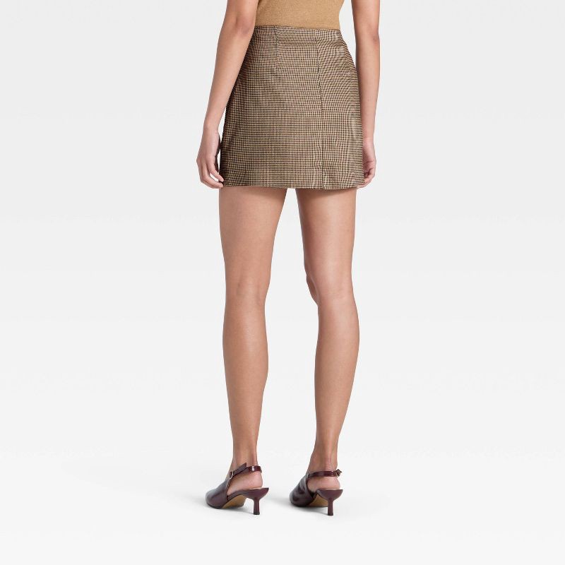 slide 2 of 3, Women's Twill Mini Skirt - A New Day™ Brown Plaid 8, 1 ct