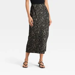 Women's Maxi Slip A-Line Skirt - A New Day™ Cream Leopard Print M