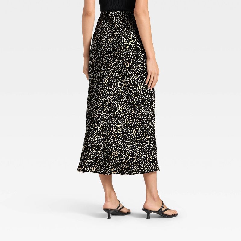 slide 2 of 3, Women's Maxi Slip A-Line Skirt - A New Day™ Cream Leopard Print L, 1 ct