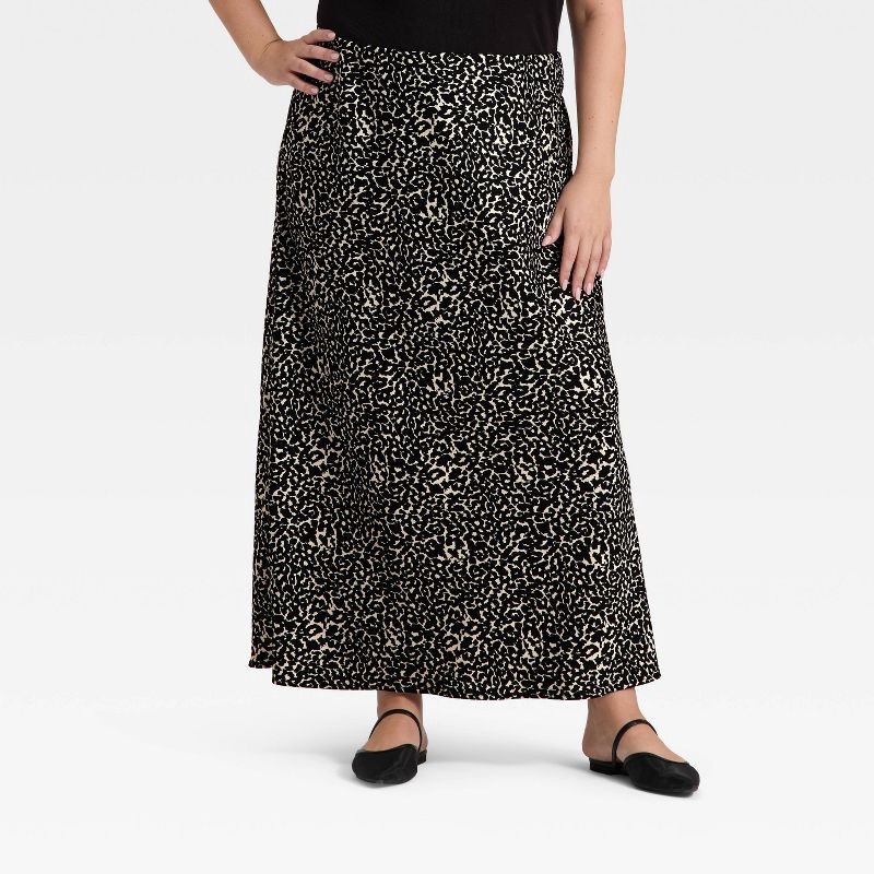 slide 1 of 3, Women's Maxi Slip A-Line Skirt - A New Day™ Cream Leopard Print XXL, 1 ct