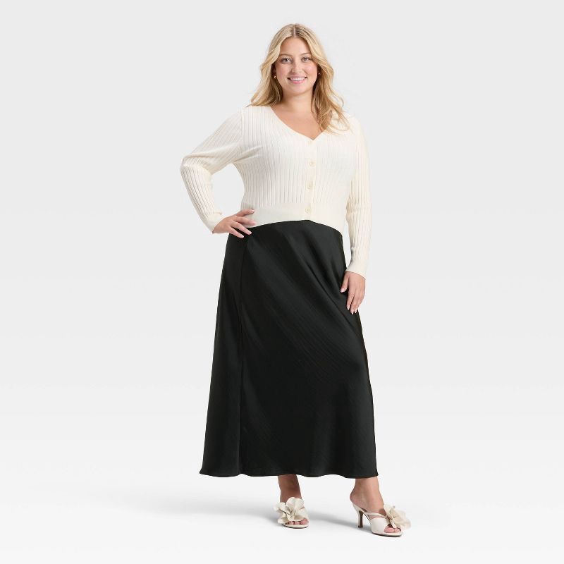 slide 3 of 3, Women's Maxi Slip A-Line Skirt - A New Day™ Black XXL, 1 ct