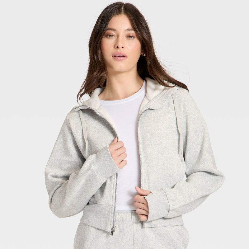 slide 3 of 5, Women's Active Comfort Full Zip Sweatshirt - All In Motion™ Heathered Gray S, 1 ct