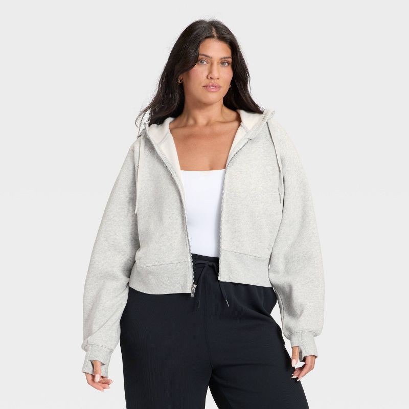 slide 4 of 5, Women's Active Comfort Full Zip Sweatshirt - All In Motion™ Heathered Gray M, 1 ct