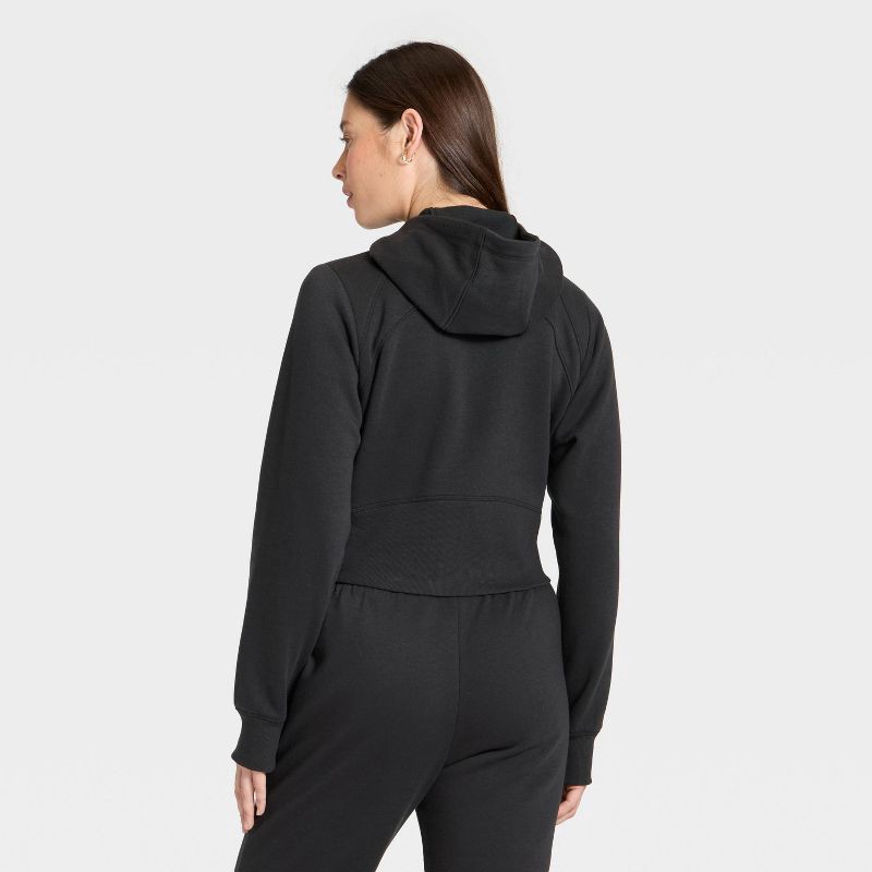 slide 2 of 5, Women's Active Comfort Full Zip Sweatshirt - All In Motion™ Black XS, 1 ct