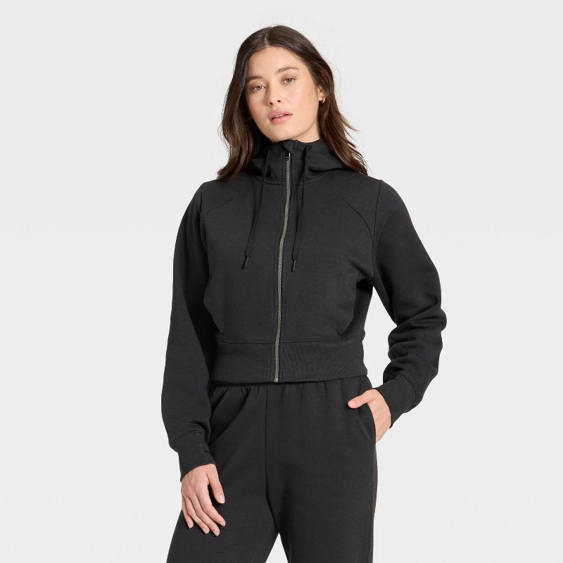 slide 1 of 5, Women's Active Comfort Full Zip Sweatshirt - All In Motion™ Black M, 1 ct