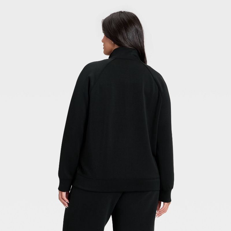 slide 5 of 5, Women's Airy Sleek Legging Friendly Half Zip Sweatshirt - All In Motion™ Black XS, 1 ct