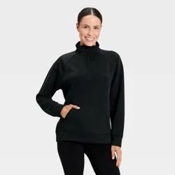 Women's Airy Sleek Legging Friendly Half Zip Sweatshirt - All In Motion™ Black M