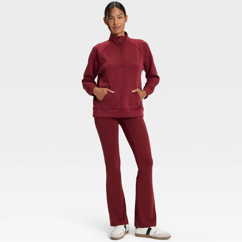 slide 3 of 5, Women's Airy Sleek Legging Friendly Half Zip Sweatshirt - All In Motion™ Maroon L, 1 ct