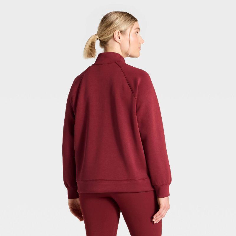slide 5 of 5, Women's Airy Sleek Legging Friendly Half Zip Sweatshirt - All In Motion™ Maroon L, 1 ct